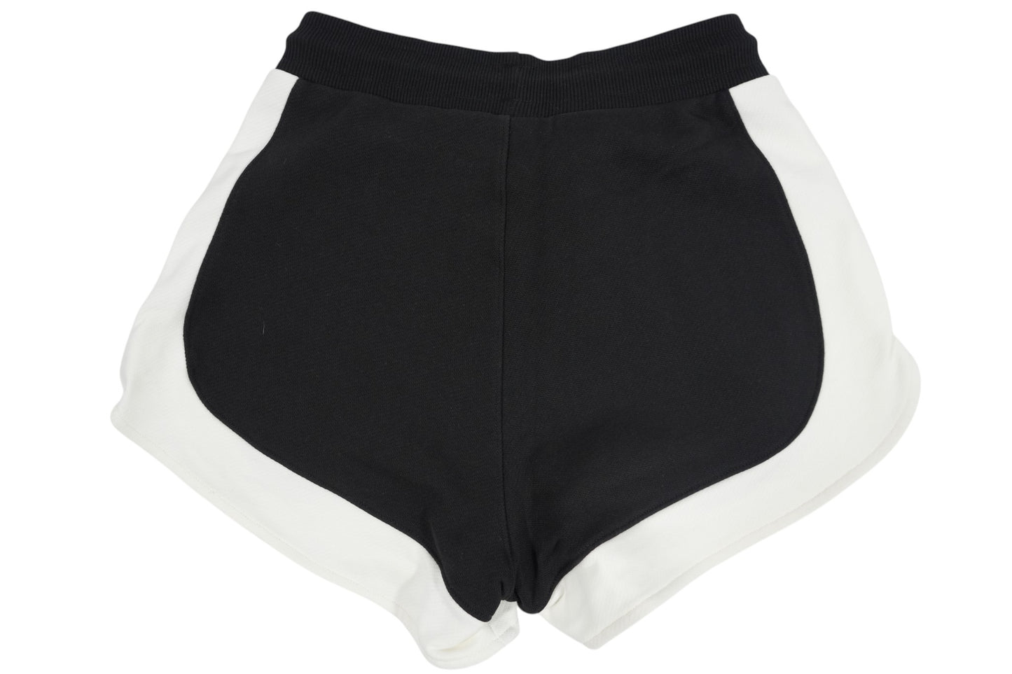 Vallmountbotique black and white athletic shorts with contrast trim and elastic waistband.