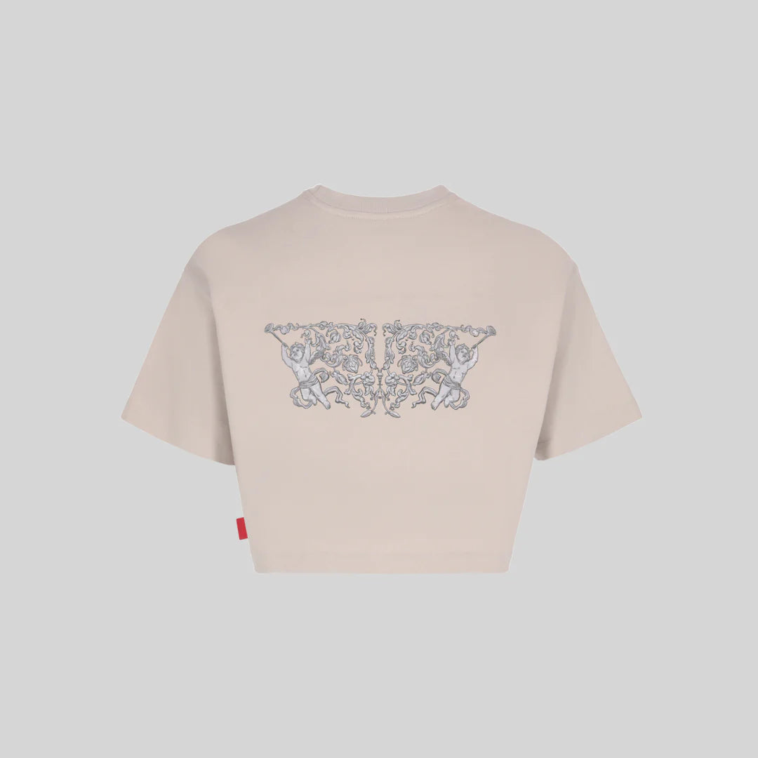 Embroidered Cutout Cropped T-Shirt