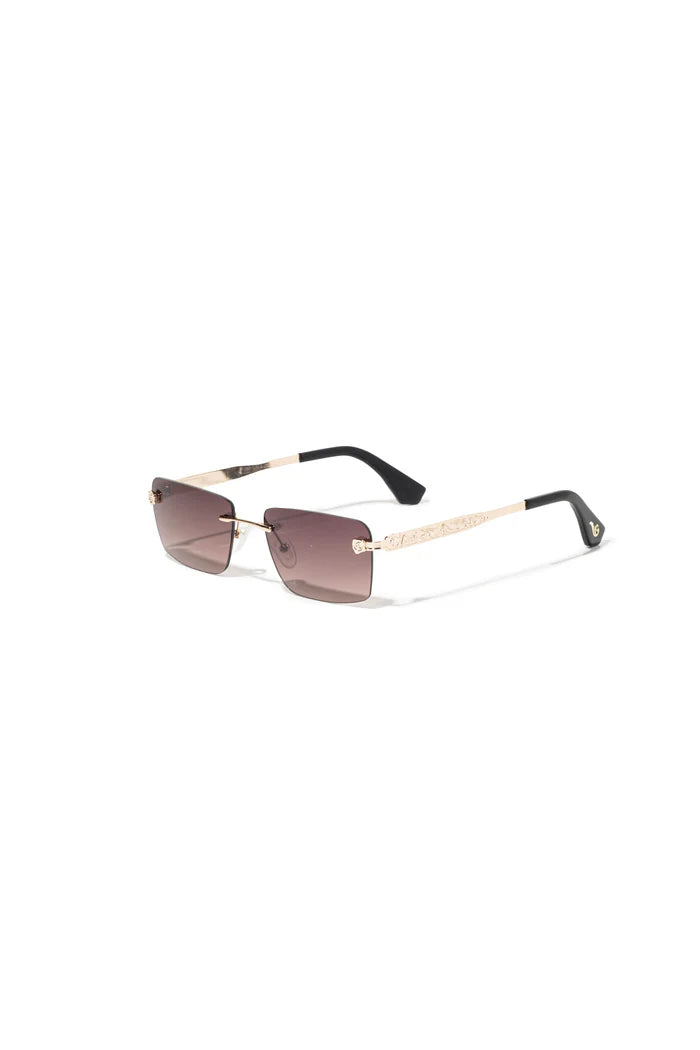 Rimless Square Sunglasses With Embellished Temple