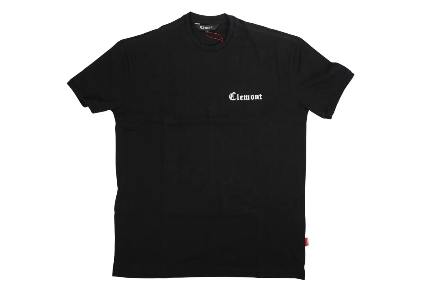 vallmountbotique black cotton t-shirt with subtle chest branding and a large graphic rose with barbed wire on the back.