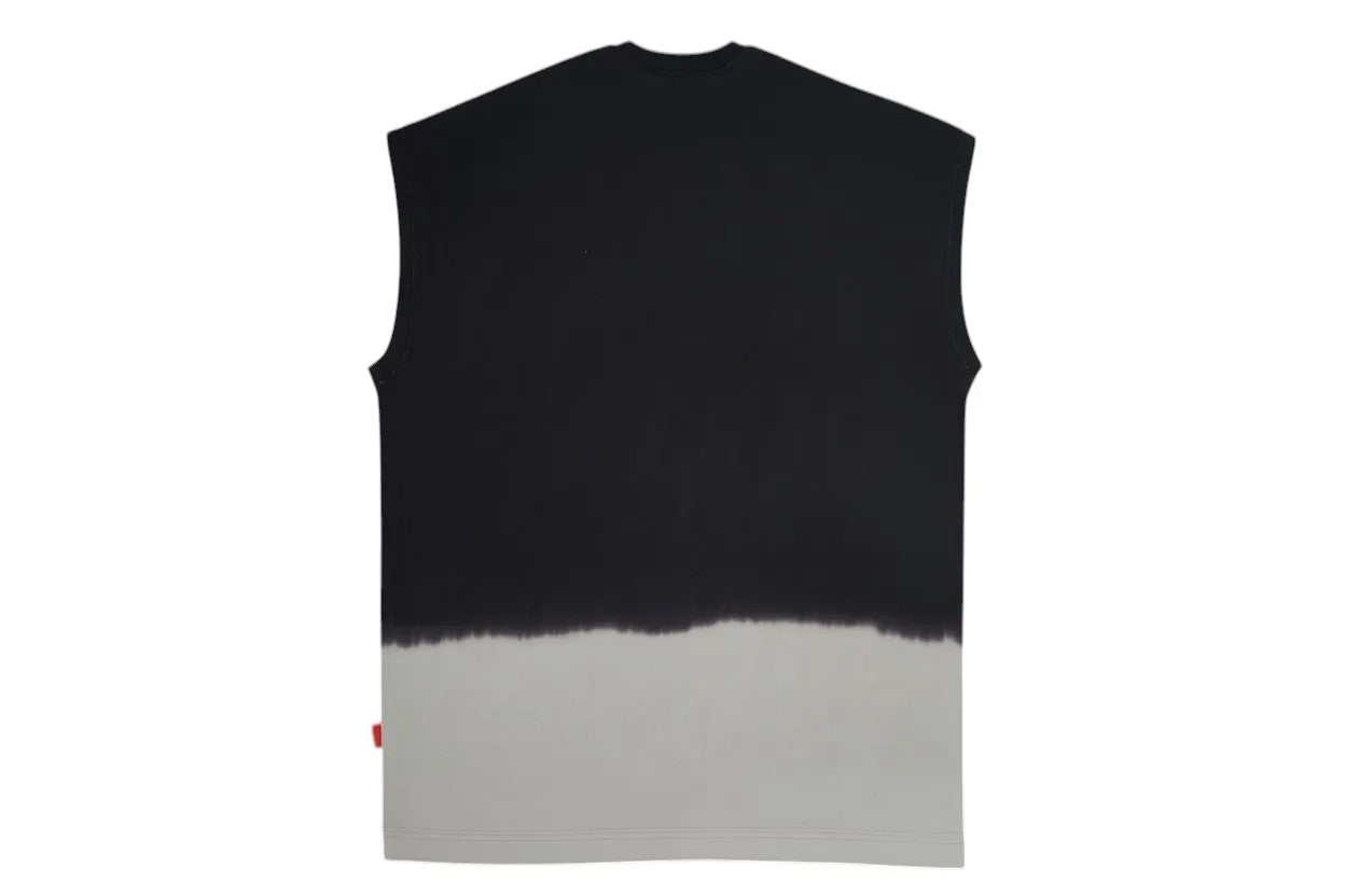 Vallmountbotique sleeveless black and grey dip-dye tank top made from a cotton blend.