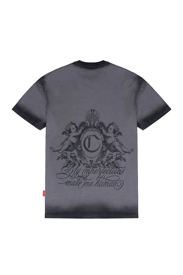 vallmountbotique grey graphic t-shirt with cherub and text print