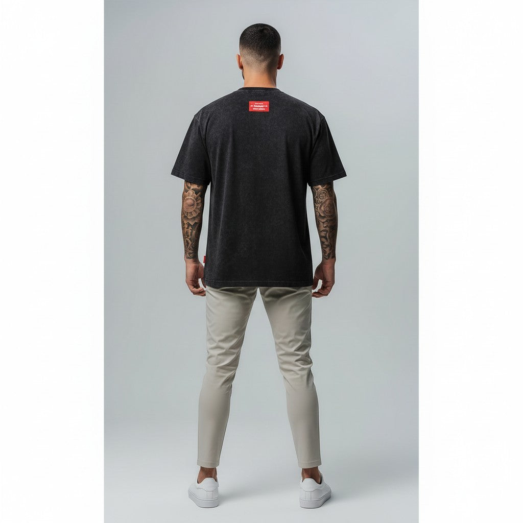 vallmountbotique men's light beige slim-fit casual trousers with elastic waistband and two back pockets.